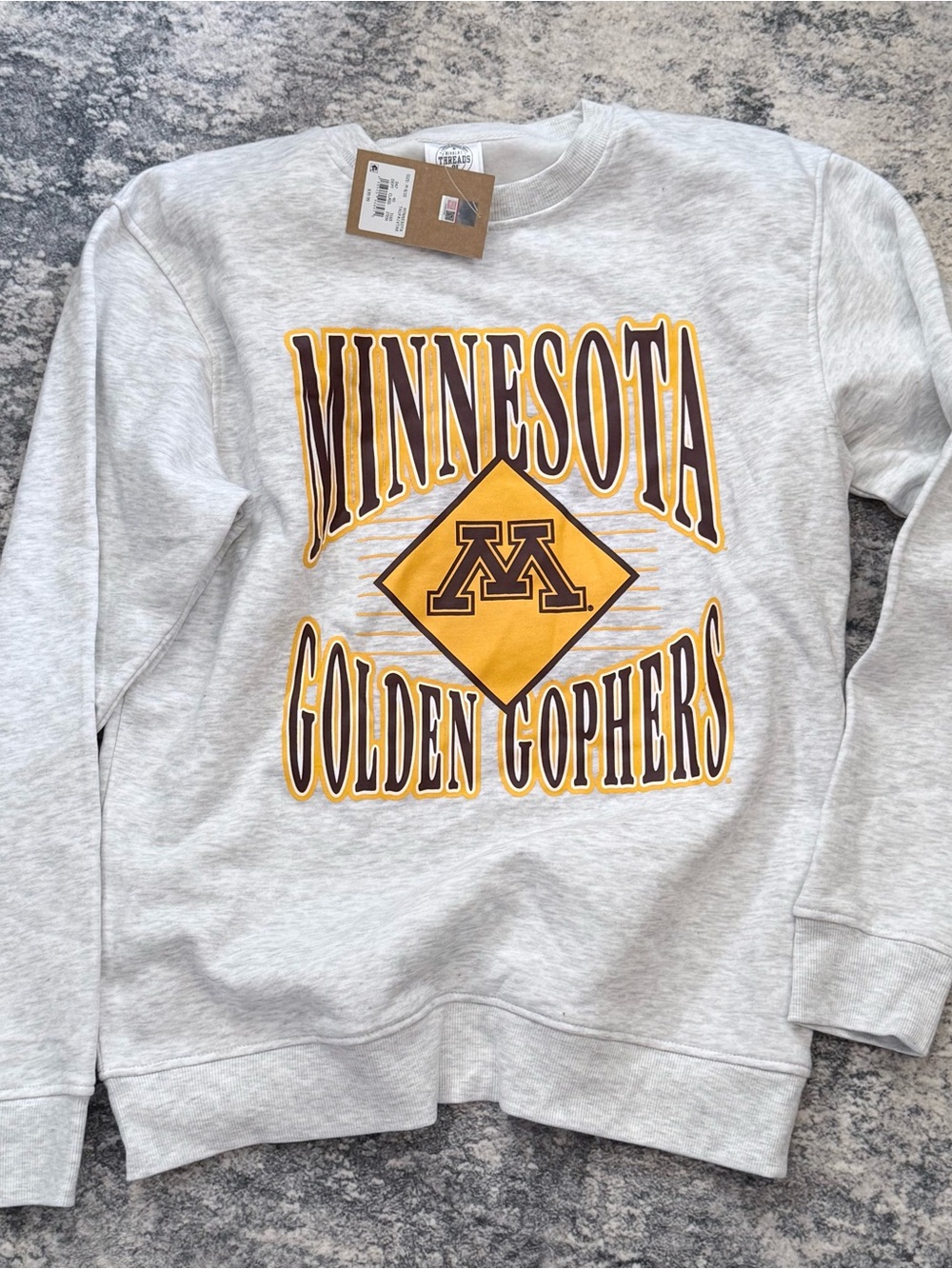 Rivalry Threads Minnesota Golden Gophers Gray Crewneck with Maroon and Gold Logo